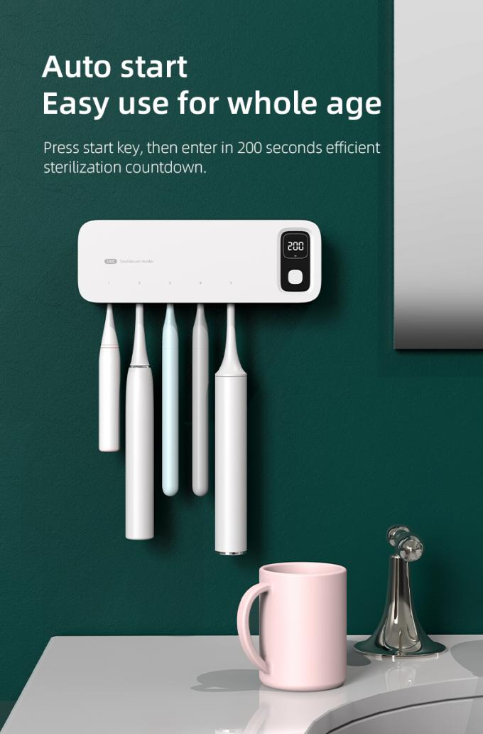 Home Batería Esterilizador de luz UVC Smart Desinfectante de cepillo de dientes montado en la pared 5