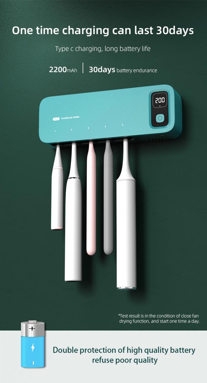 Home Batería Esterilizador de luz UVC Smart Desinfectante de cepillo de dientes montado en la pared 8