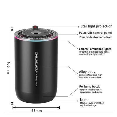 Máquina de aromaterapia de automóviles de luz LED con componentes electrónicos de aleación de aluminio ABS