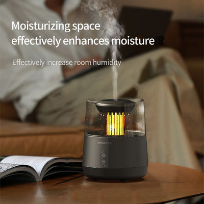 Simulación de llama de fuego humidificador de aromaterapia de gotas de lluvia en blanco negro 320ml 12W