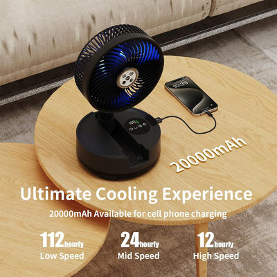 Ventilador Socool 20000mAh Super Wind Ventilador portátil Control remoto Ventilador de acampada interior y exterior Ventilador estirable Ajuste de 9a velocidad 8h Tiempo USB Fuente de alimentación de emergencia Ventilador plegable