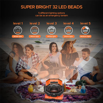 Ventilador Socool 40000mAh 5 velocidades Ventilador portátil de campamento Niveles Ventilador recargable con cuerpo ABS chaqueta de silicona mango de acero gancho y soporte