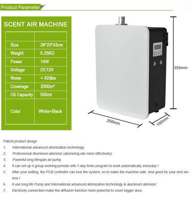 Susurro silencioso y diseño moderno W25*D15*H36cm difusores de ultrasonido perfumados con menos de 35 dB de nivel de ruido